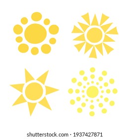 Simple yellow sun set vector illustration, cute summer image for making cards, decor, summer and holiday design for children