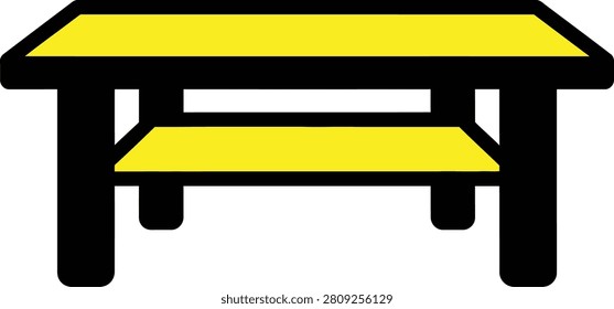 Simple yellow table and bench icon Vector