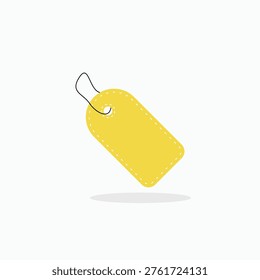 Simple yellow tag hangs slightly off-center. White background highlights its clean, minimal design. Subtle shadow adds soft depth beneath the tag. Perfect for pricing, sales, or promotional use