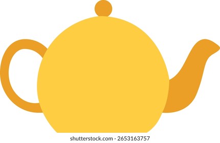 Simple yellow teapot with a rounded body and short spout, great for breakfast, beverage designs, or food illustration themes.