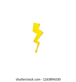 Simple yellow thunderbolt icon. Thunder, bolt and high voltage sign.
