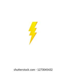 Simple yellow thunderbolt icon. Thunder, bolt and high voltage sign.