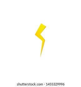 Simple yellow thunderbolt icon. Thunder, bolt and high voltage sign