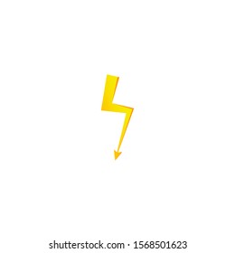 Simple yellow thunderbolt icon. Thunder, bolt and high voltage sign