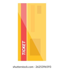Simple yellow ticket granting admission with a red stripe on the left side