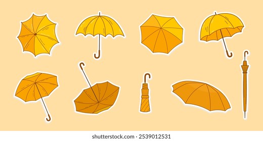 Simple yellow umbrella element set collection.