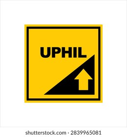 Simple yellow vector sign featuring an arrow and the text 