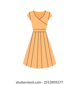 Simple yellow women's dress cartoon vector illustration isolated on a white background 3