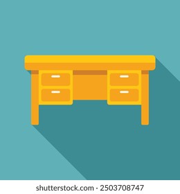 Simple yellow wooden desk with drawers standing in the office, perfect for illustrating home office, workplace or business themes