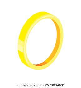 Simple yellowish gold ring in isometric and 3d view.