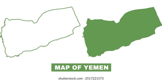 Simple Yemen Outline Flat Map vector illustration set