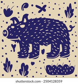simple yet artistic expressive drawing of a pig