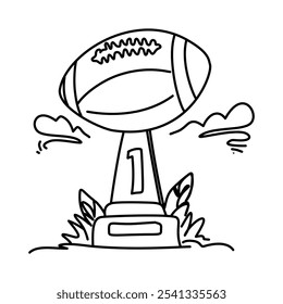 Un diseño de arte lineal simple pero audaz que representa el Super Bowl, ideal para contenido o Materiales promocionales relacionados con los deportes