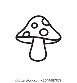 Um simples, mas cativante desenho de linha de um cogumelo agárico mosca clássico ideal para colorir páginas logos ou recursos educacionais