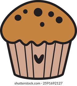 Simple, yet charming cupcake icon for digital and print use, suitable for food blogs, bakeries, and dessert-themed projects.