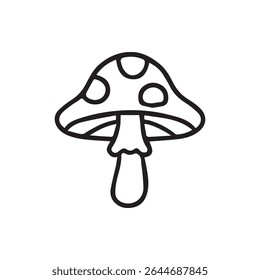 A simple yet charming line art illustration of a spotted mushroom perfect for various creative projects and designs