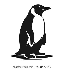 A simple yet charming penguin silhouette, capturing its playful nature.