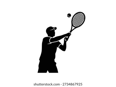 A simple yet dynamic illustration of a tennis player in action
