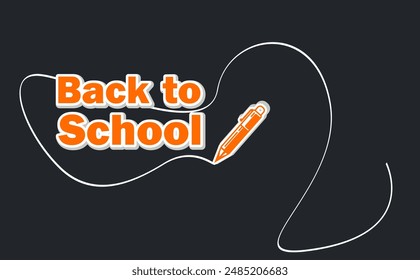 A simple yet effective back-to-school illustration featuring a pencil writing "Back to School" on a black background. Perfect for educational resources, marketing materials, and social media posts.