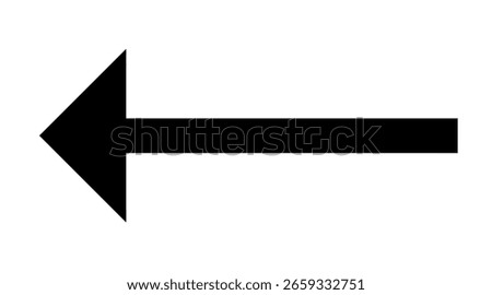 A simple yet effective black arrow pointing to the left is displayed against a clean transparent backdrop, perfect for presentations