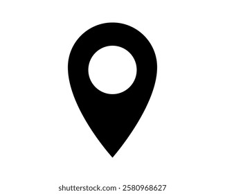 Simple yet effective black location pin icon. Perfect for websites, apps, and presentations needing clear navigation markers.  High-resolution, easily scalable for any project.