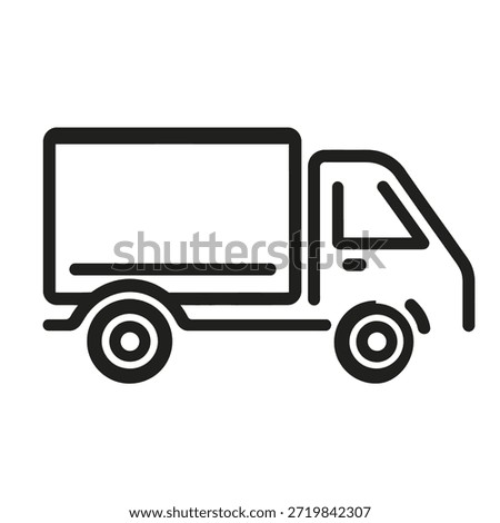 Simple yet effective black and white line drawing of a delivery truck, ideal for representing logistics, shipping, and transportation services, graphic design elements.