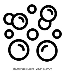 Simple yet effective icon depicting soap bubbles floating, perfect for representing concepts like cleanliness, bath time, and freshness