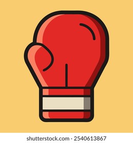 A simple yet effective illustration of a red boxing glove, perfect for adding a sporty touch to your designs. This vector graphic is ideal for websites, social media posts.