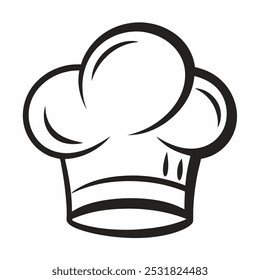 A simple, yet effective, line art illustration of a chef's hat. This classic icon is perfect for use in culinary-themed designs, restaurant menus.