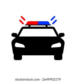 A simple yet effective vector illustration of a police car from a front-facing perspective, featuring classic red and blue emergency lights.