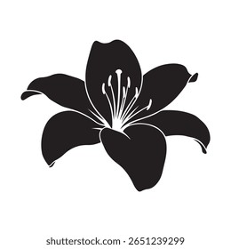 Eine schlichte und dennoch elegante schwarze Silhouette einer Lilienblume, perfekt für verschiedene Designanwendungen.