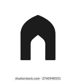 A simple yet elegant black silhouette of an Islamic or Arabic arch. This minimalist vector icon is perfect for religious and cultural designs.