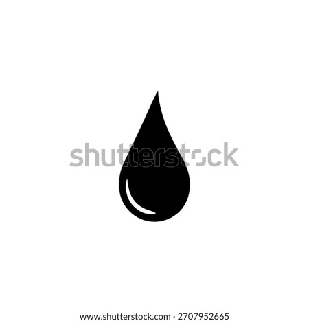 A simple yet elegant black water drop icon, symbolizing purity, fluidity, and the essence of water. Ideal for designs related to hydration, nature, or cleanliness.