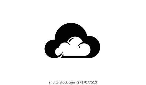 Um ícone simples, mas elegante em preto e branco, representando o tempo, computação em nuvem, armazenamento de dados e vários serviços digitais.