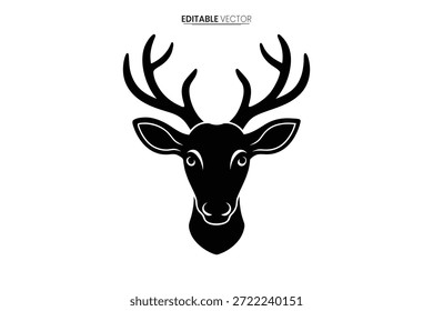 Simples, mas elegante gráfico vetorial preto e branco da cabeça de um veado com galhadas.