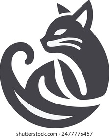 a simple yet elegant cat with a minimalist design and additional details