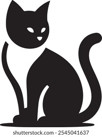 Simple yet elegant cat silhouette icon in vector EPS format, perfect for logos, apps, and design projects. Captures feline grace and minimalistic appeal for versatile uses.