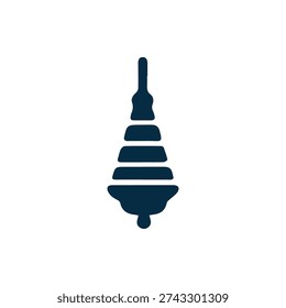 A simple yet elegant dark blue silhouette of a tiered stupa or pagoda. This minimalist icon is perfect for spiritual, travel, or architectural themes.