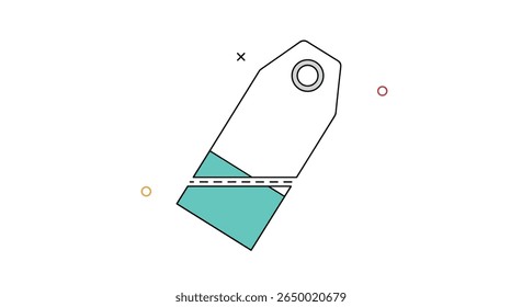 The simple yet elegant design of a blank label with a teal colored section and circular elements