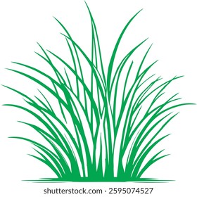 A simple yet elegant digital illustration of a grass bush, depicted in a high-contrast vector style. The blades of grass are sharp and well-defined, arranged in a natural yet stylized manner.