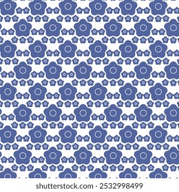 A simple yet elegant floral pattern featuring delicate blue flowers on a crisp white background.