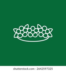 A simple yet elegant floral wreath design featuring delicate white flowers over a solid green background ideal for various creative projects and graphic designs.