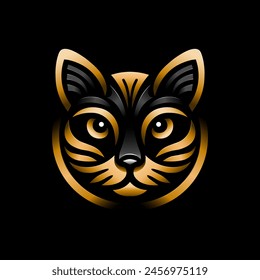 A simple yet elegant golden cat head logo design, exuding prestige and exclusivity, the perfect logo for luxury brands and businesses with a touch of elegance.