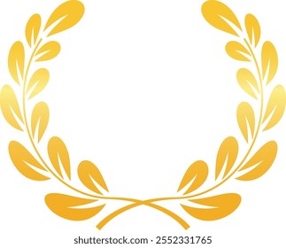 Simple yet elegant golden laurel wreath symbolizes success, achievement, and victory, perfect for representing triumph and accomplishment