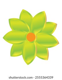 A simple yet elegant green flower illustration with bright petals, perfect for eco-friendly themes or modern designs.