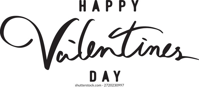 A simple yet elegant "Happy Valentines Day" greeting, combining bold uppercase letters with flowing calligraphic script for a timeless feel.