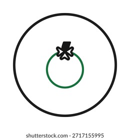 Una ilustración simple pero elegante presenta un tomate verde dentro de un círculo. La parte superior de hoja estilizada agrega un toque de fantasía, lo que lo hace adecuado para diseños relacionados con la comida, la alimentación saludable o orgánica