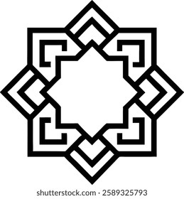 A simple yet elegant Islamic geometric pattern forming a star within a square, symbolizing structured faith.