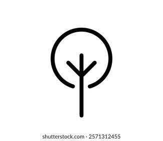 Simple yet elegant line art tree icon. Perfect for ecofriendly branding, naturethemed designs, or app interfaces.  Clean minimalist style, easily adaptable to various color schemes.