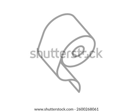 Simple yet elegant line art illustration of a roll of paper.  Perfect for representing concepts of freshness, new beginnings, or the unraveling of a process.